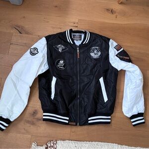 Black and White Top Gun Bomber Jacket XXXL